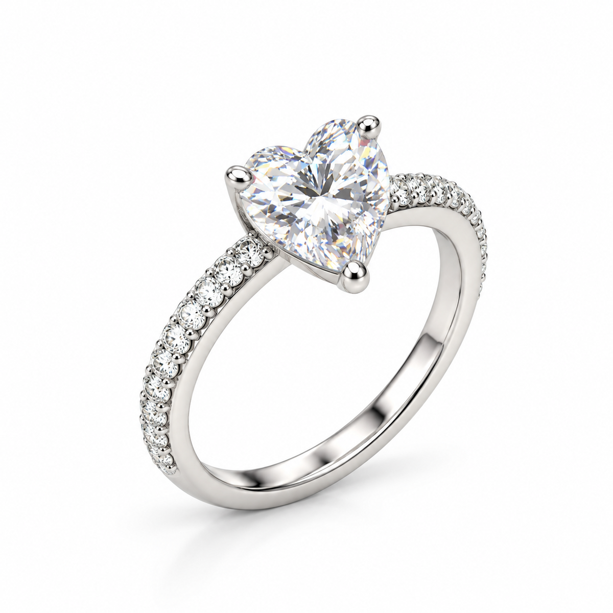 Heart-Shaped Solitaire Silver Ring