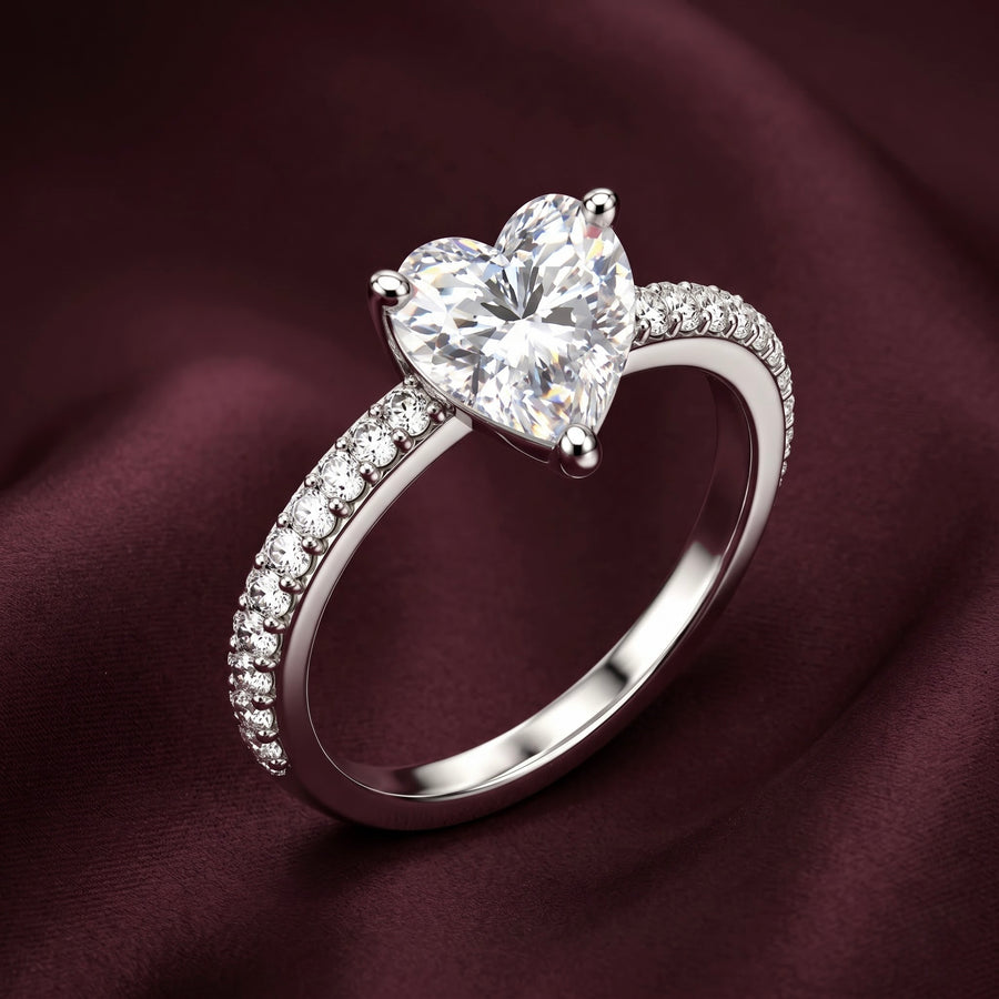 Heart-Shaped Solitaire Silver Ring