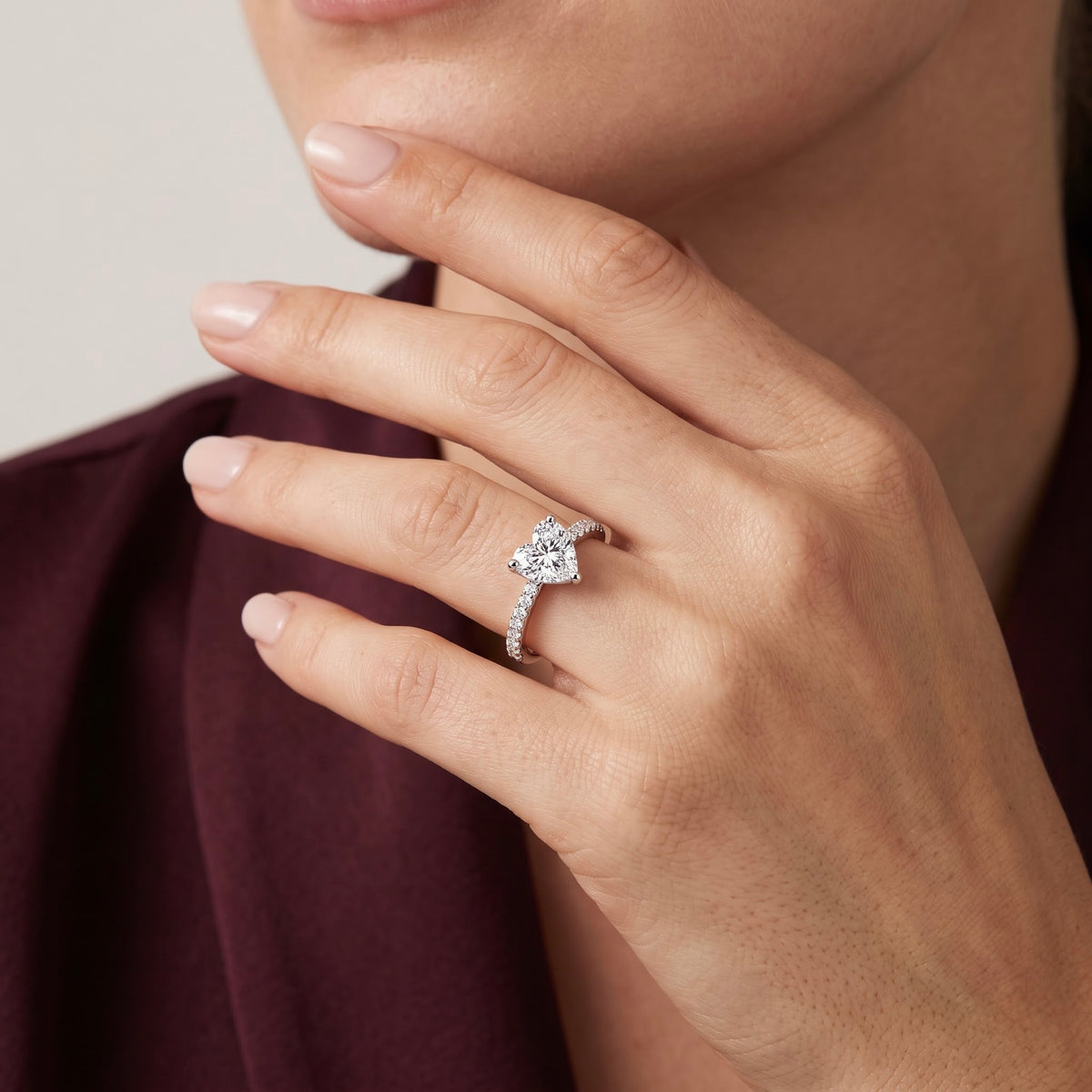 Heart-Shaped Solitaire Silver Ring