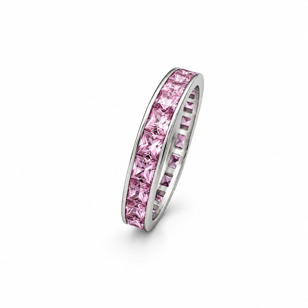 Pink Eternity Band Silver Ring