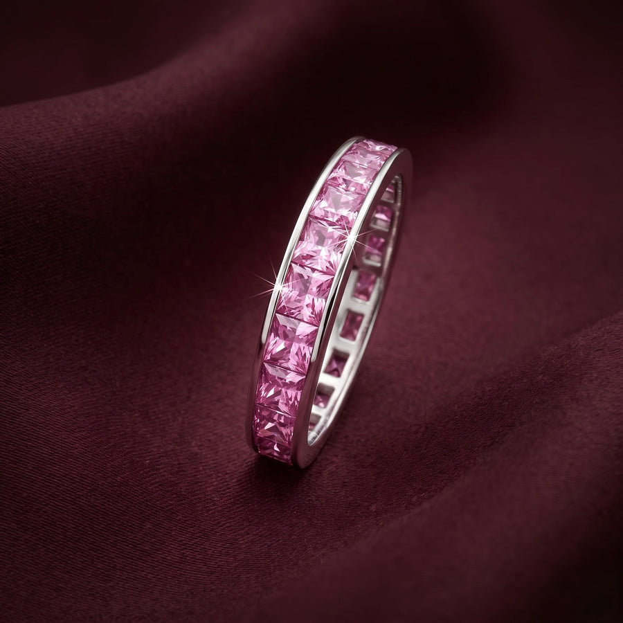 Pink Eternity Band Silver Ring