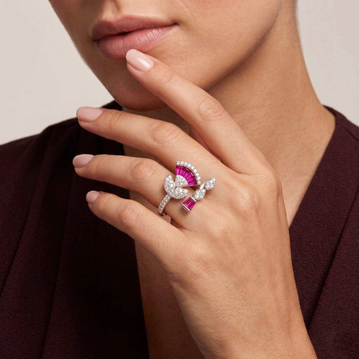Pink Floral Vine Ring