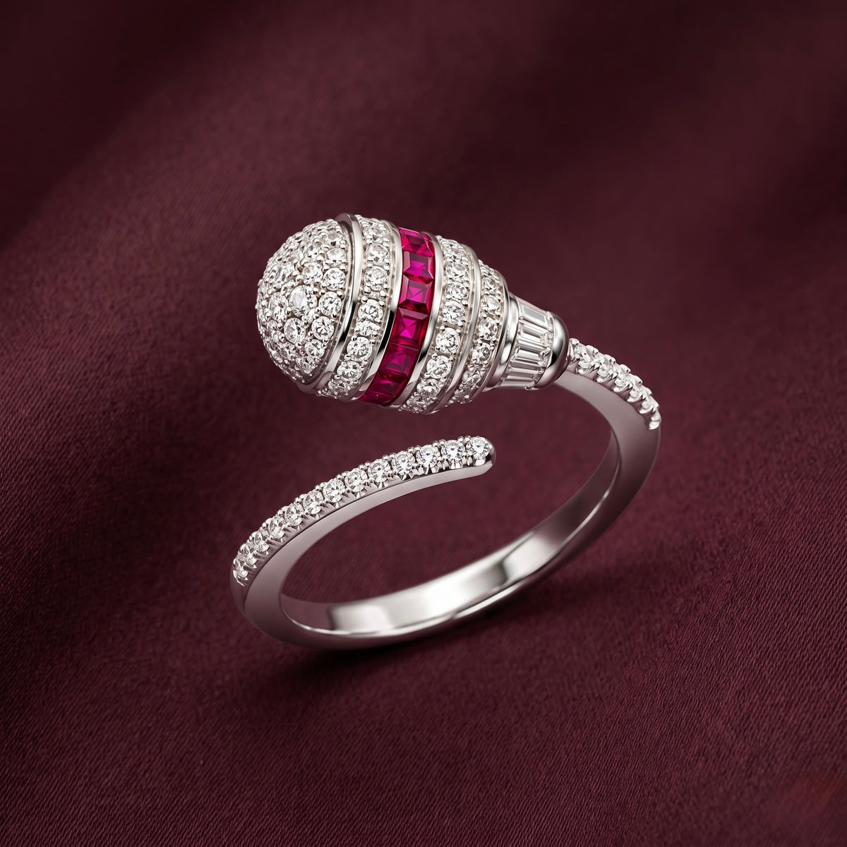 Ruby Halo Dome Ring