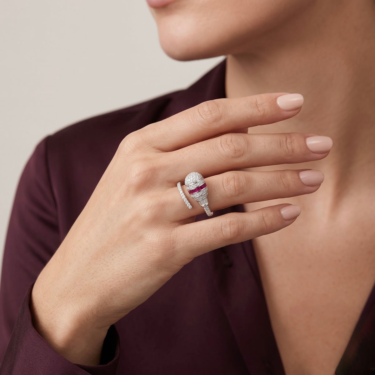 Ruby Halo Dome Ring