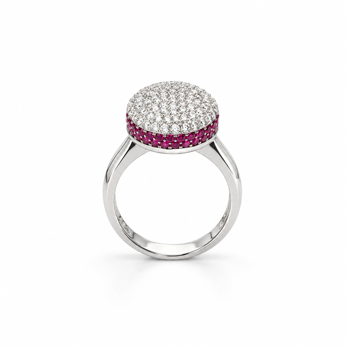 Ruby Halo Silver Ring
