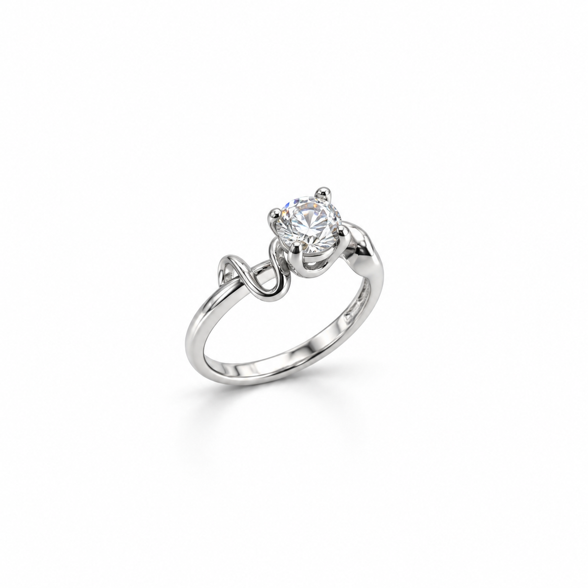 Twisted Solitaire Silver Ring