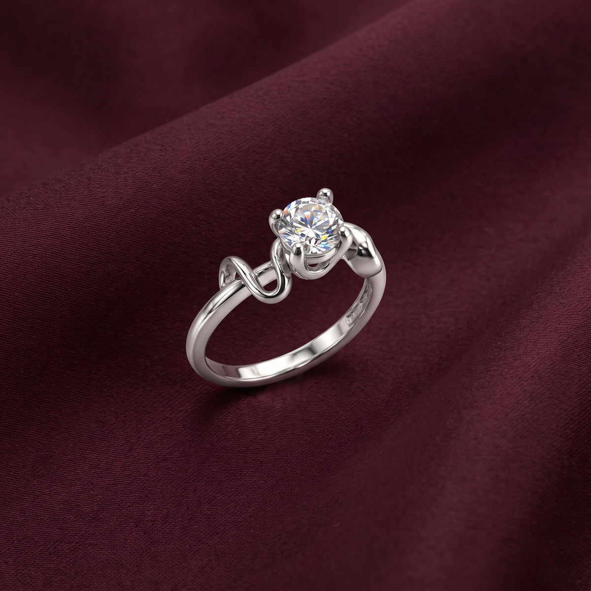 Twisted Solitaire Silver Ring