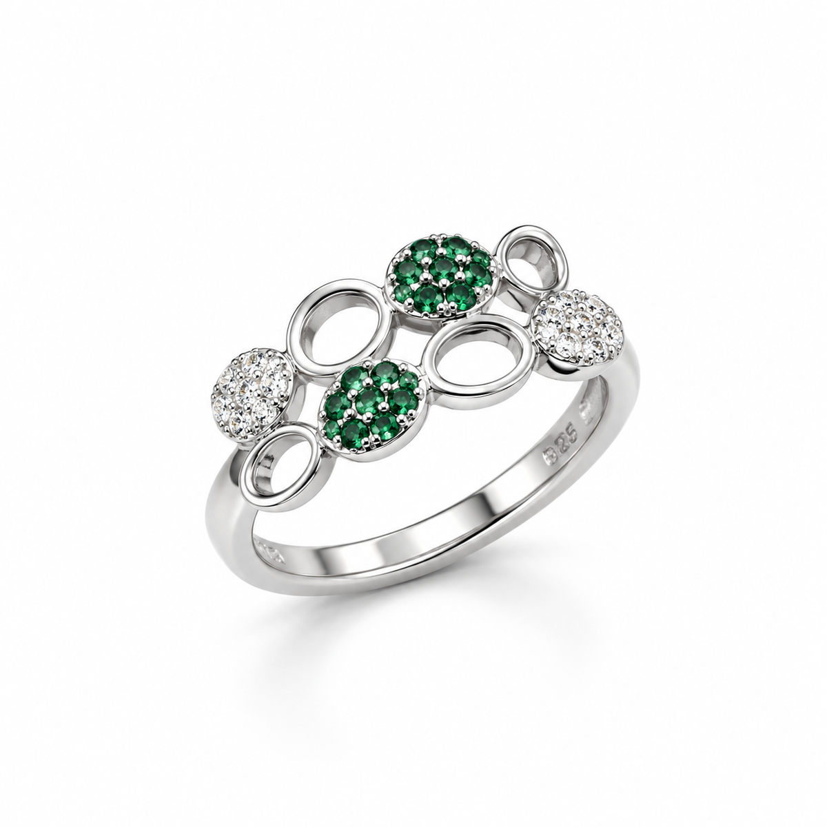 Emerald Cluster Silver Ring