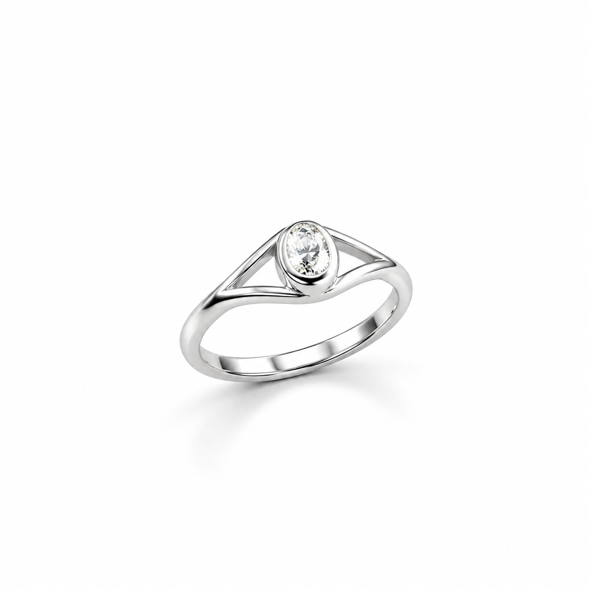Classic Oval Solitaire Silver Ring