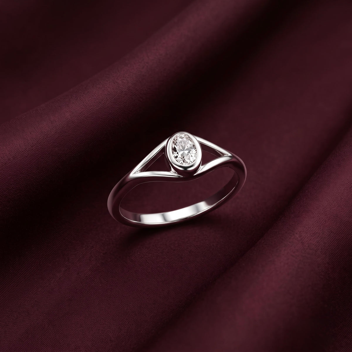 Classic Oval Solitaire Silver Ring