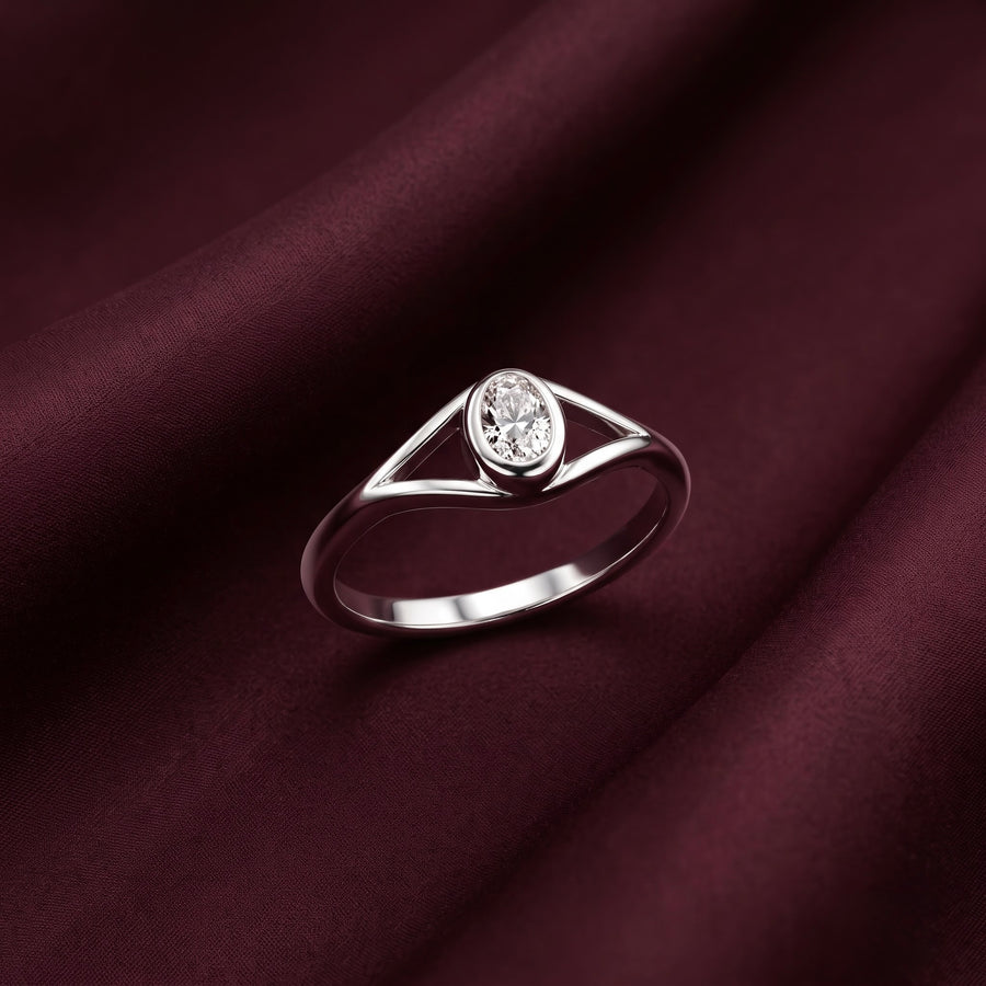 Classic Oval Solitaire Silver Ring