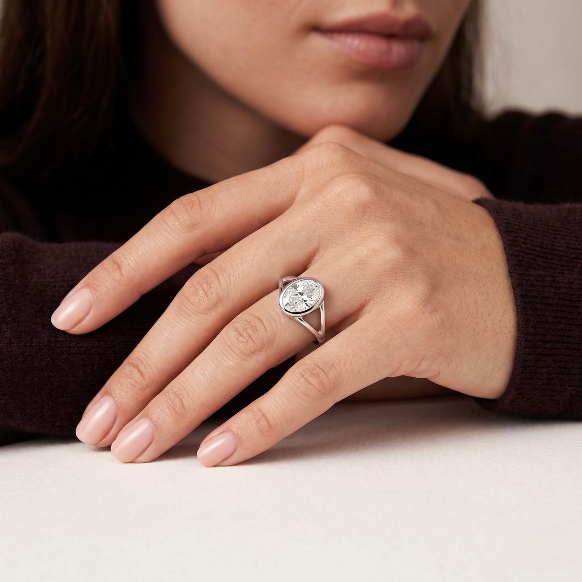 Classic Oval Solitaire Silver Ring