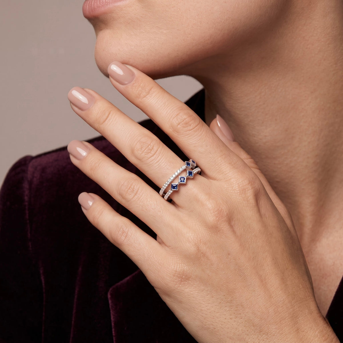Blue Sapphire CZ Silver Ring