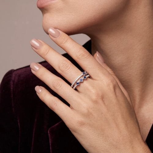 Blue Sapphire CZ Silver Ring