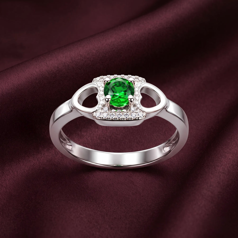 Emerald Halo 925 Silver Ring