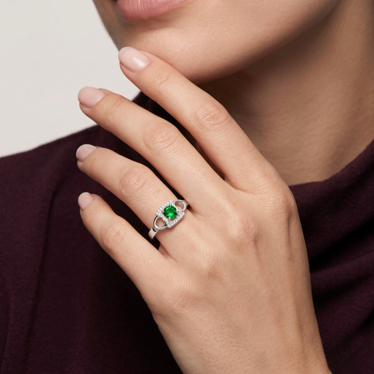 Emerald Halo 925 Silver Ring