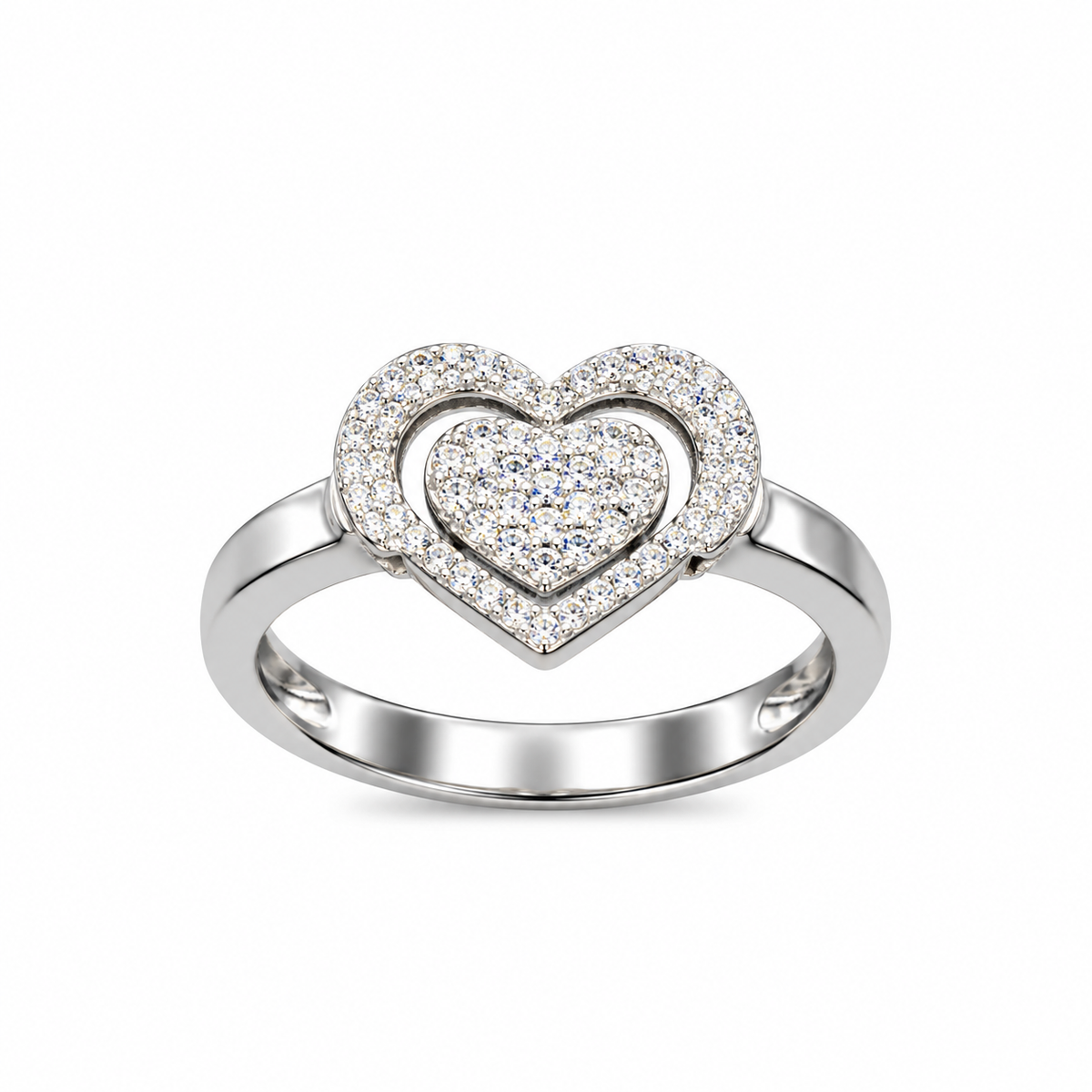 Heart Sparkle Silver Ring