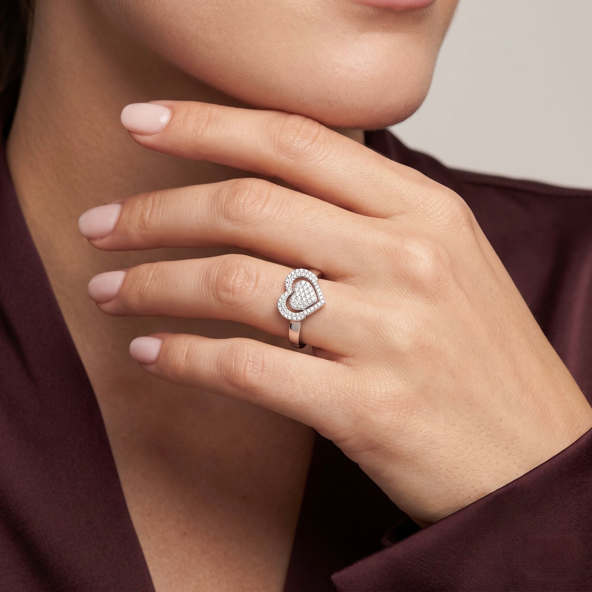 Heart Sparkle Silver Ring