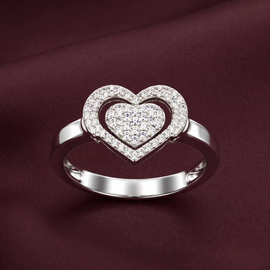 Heart Sparkle Silver Ring