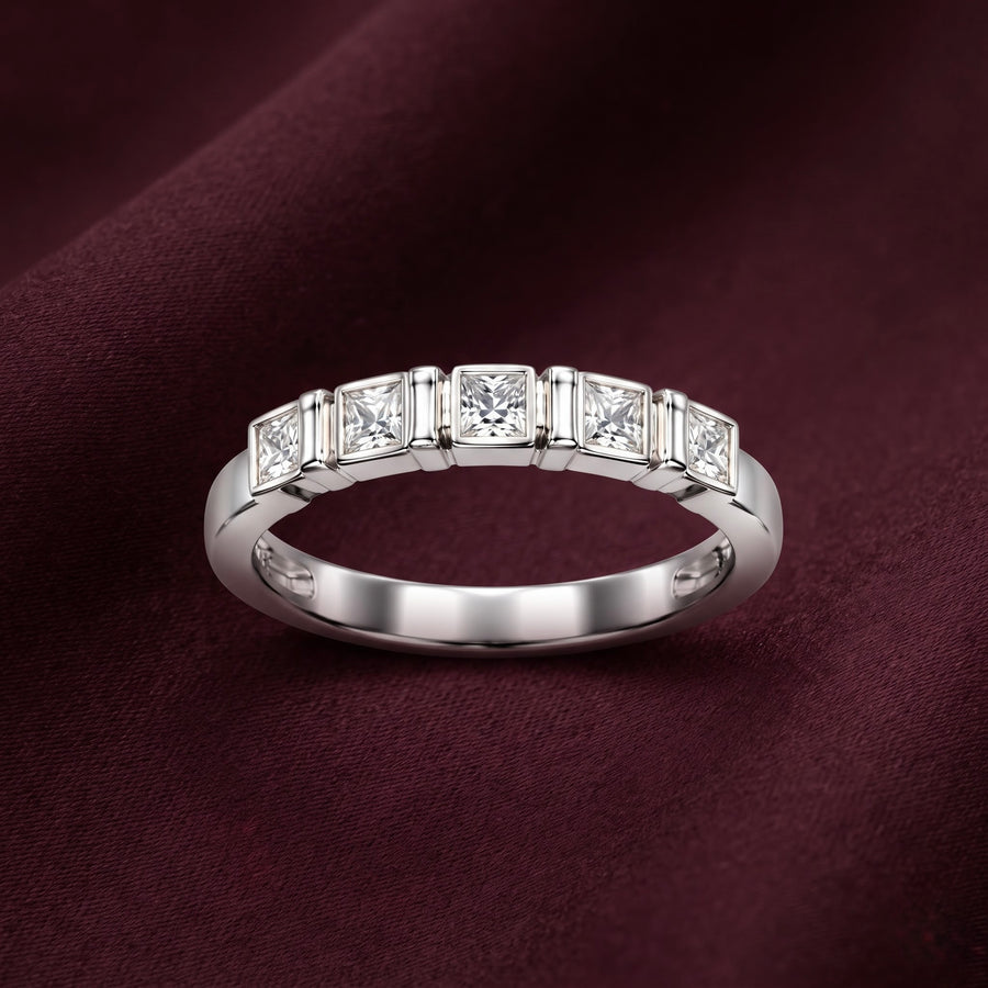 Classic Princess Cut Silver Ring