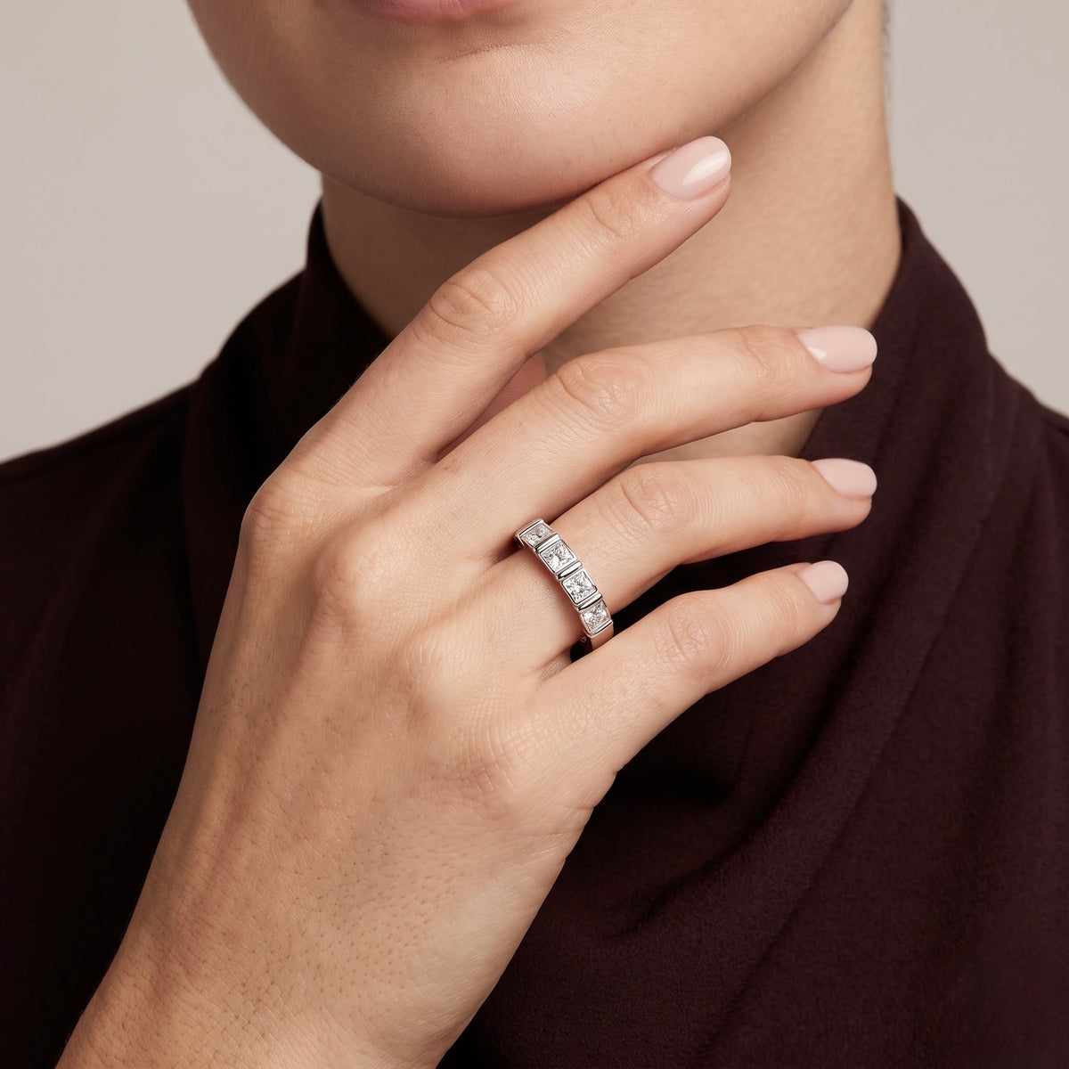 Classic Princess Cut Silver Ring