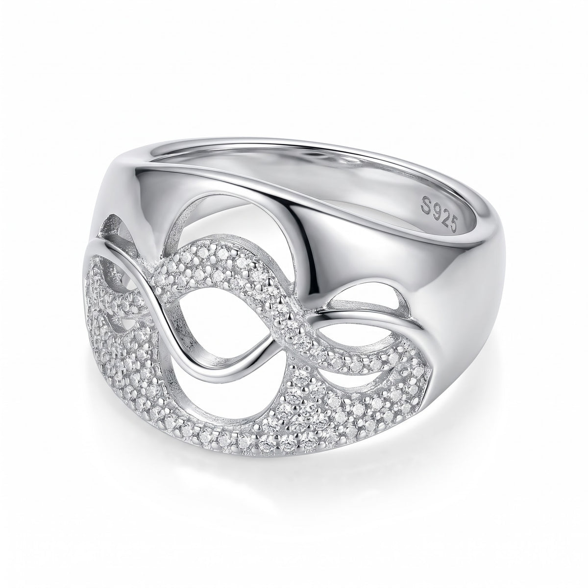 Infinity Pavé 925 Silver Ring