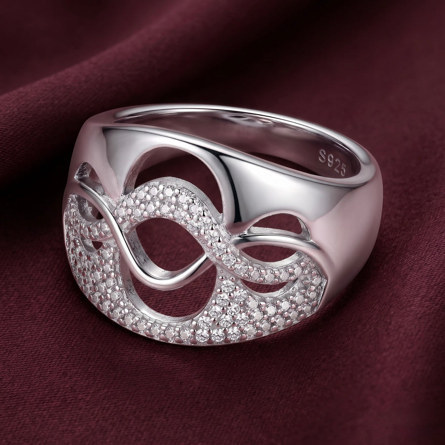 Infinity Pavé 925 Silver Ring
