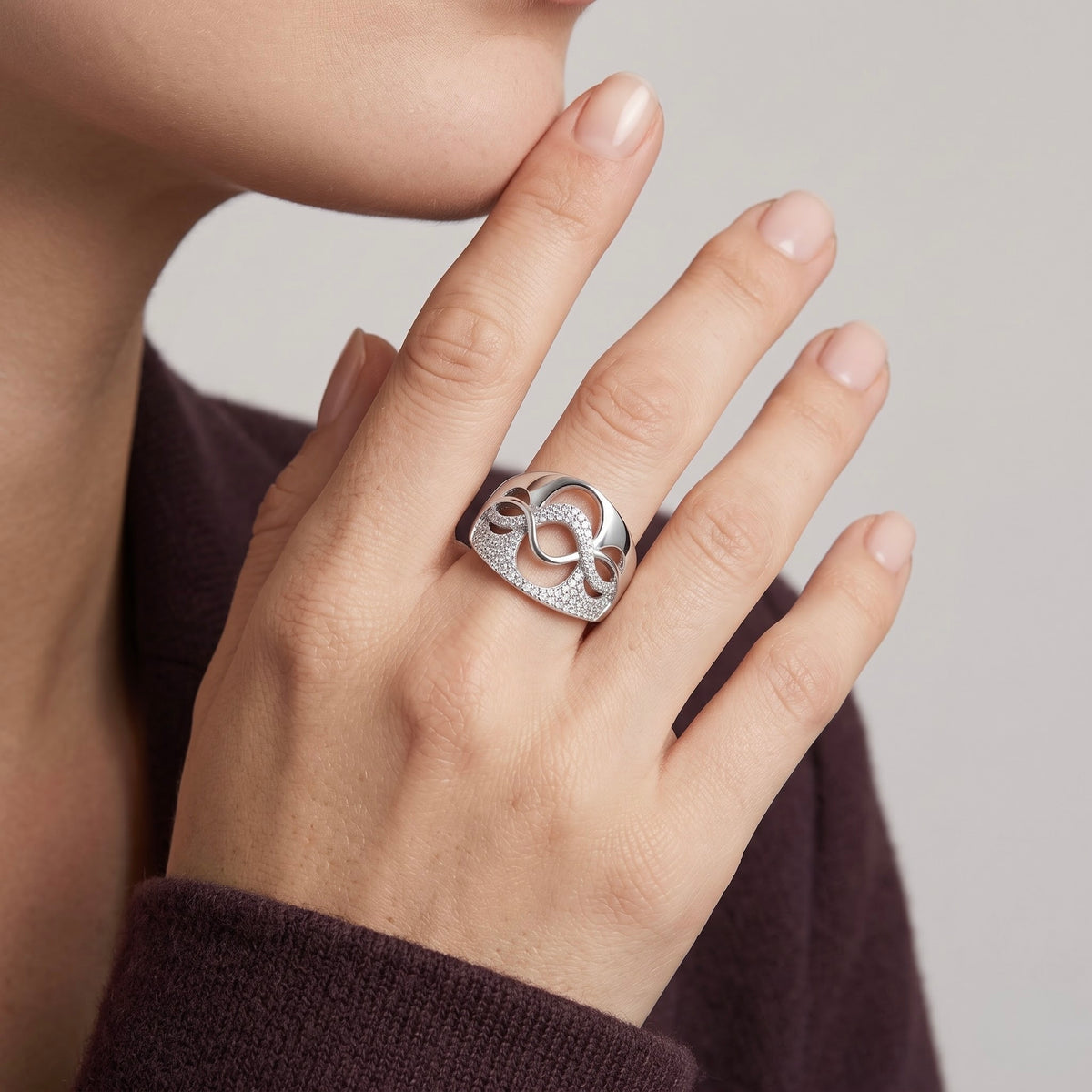 Infinity Pavé 925 Silver Ring