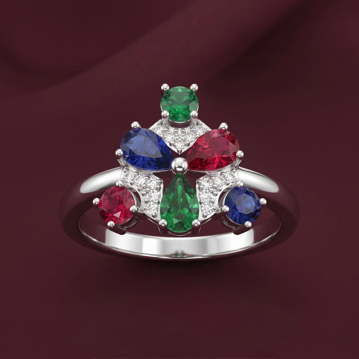 Multicolor Gemstone Statement Ring