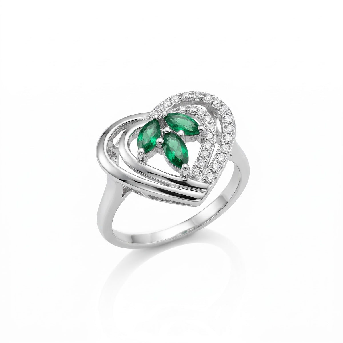 Emerald Leaf Bloom Ring