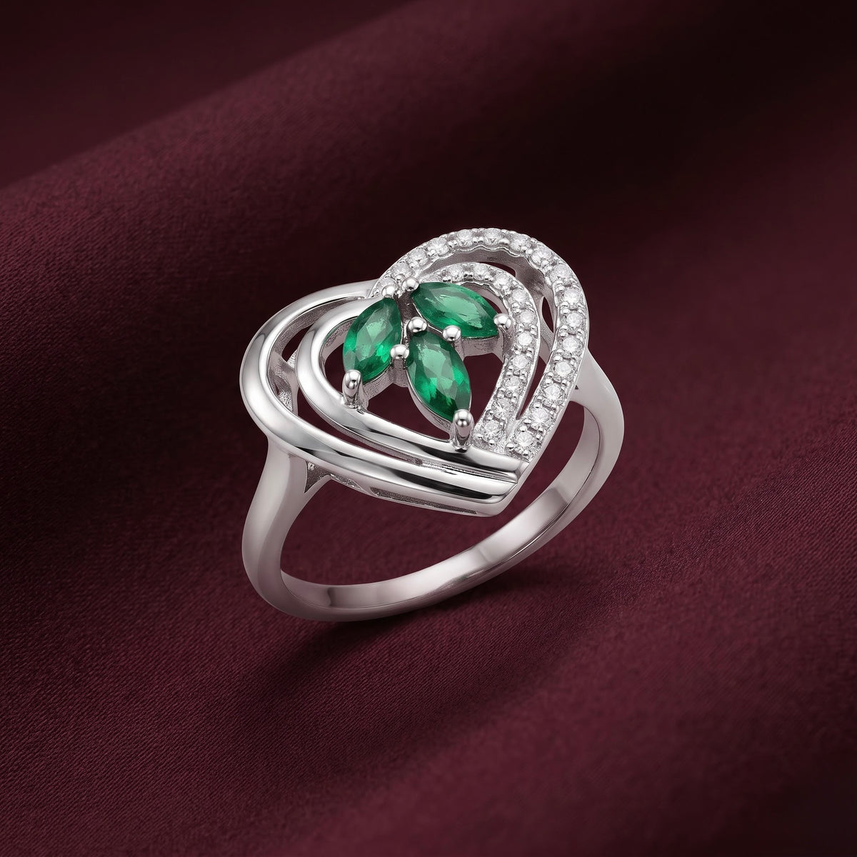 Emerald Leaf Bloom Ring
