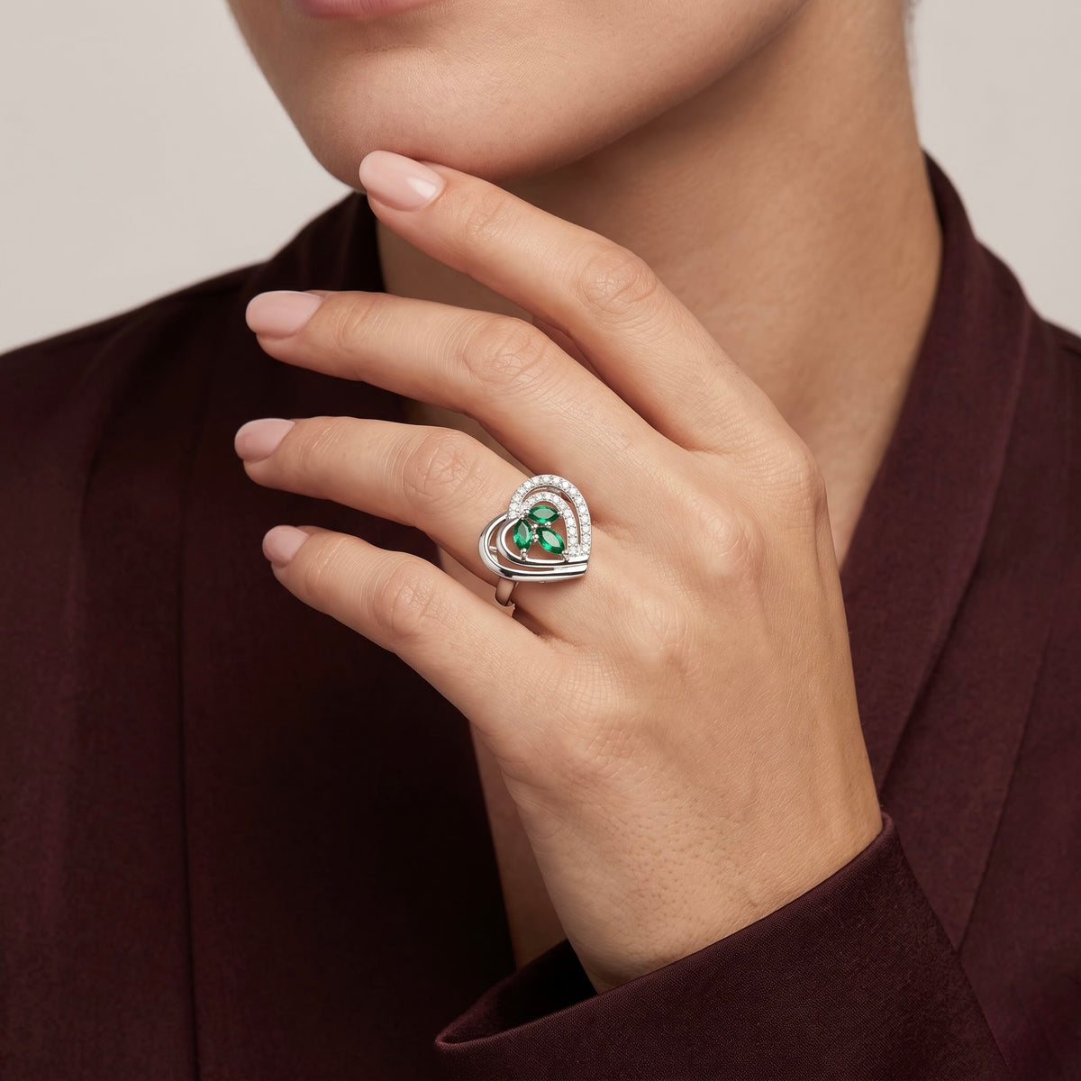 Emerald Leaf Bloom Ring