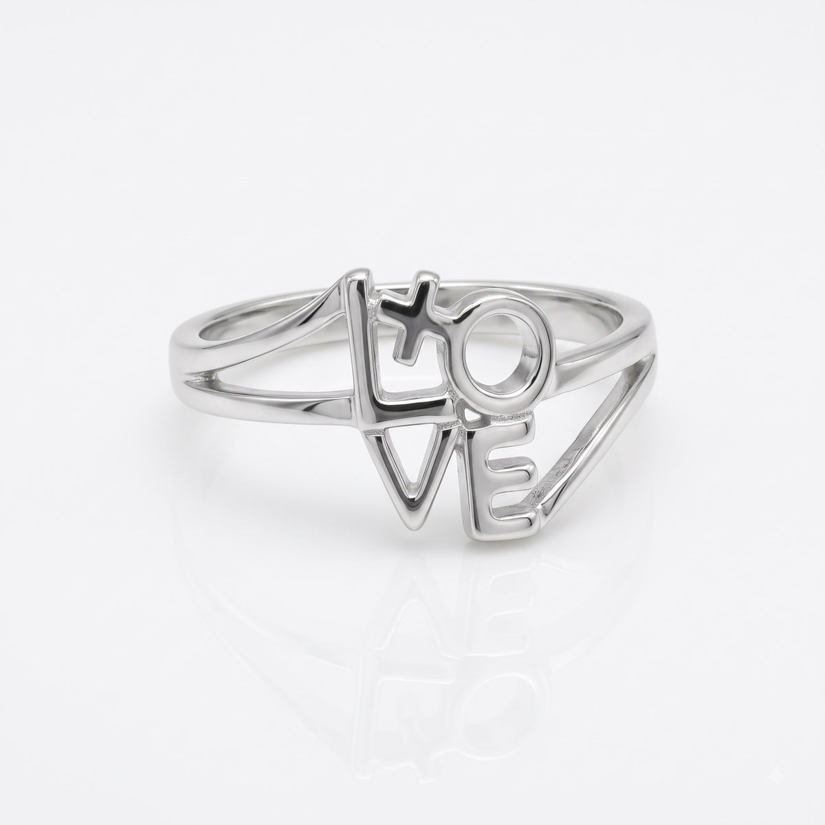 Love Script Silver Ring