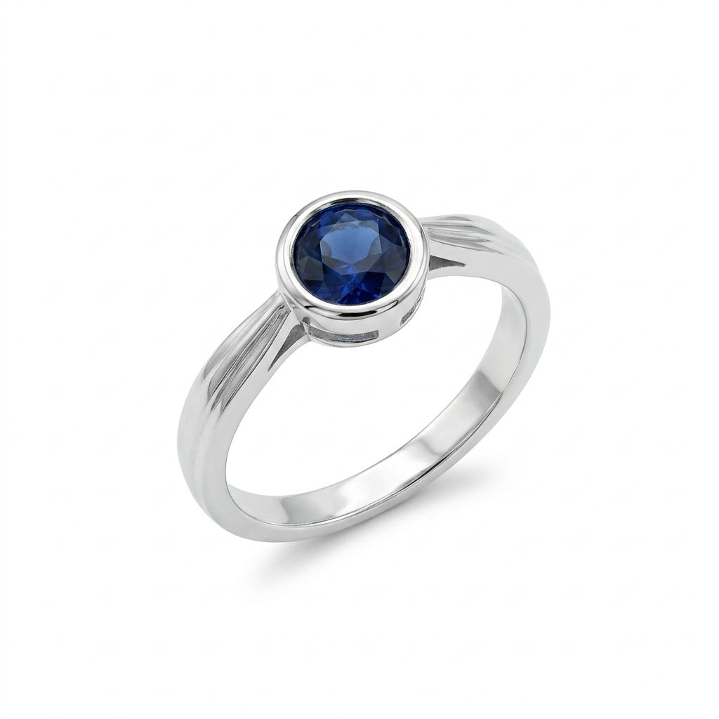 Sapphire Blue Solitaire Ring