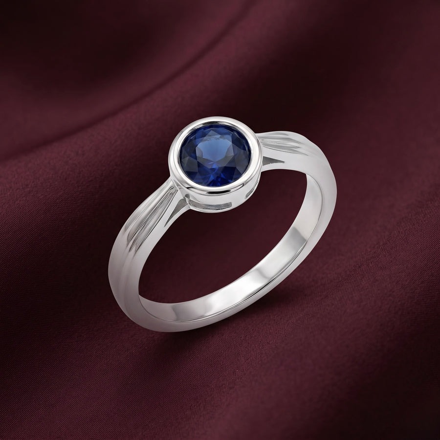 Sapphire Blue Solitaire Ring