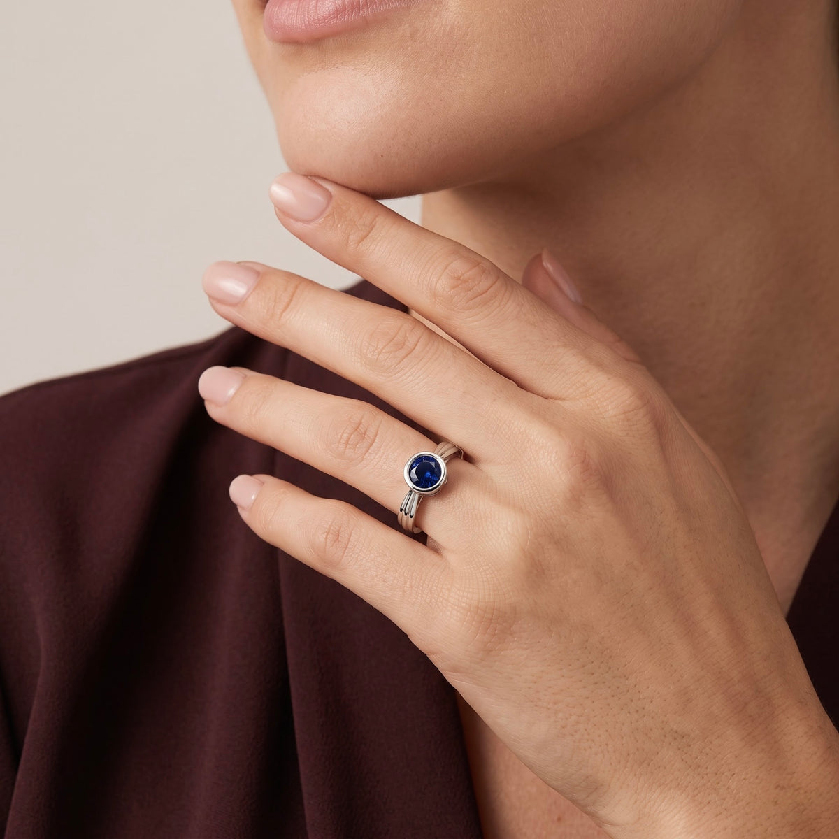 Sapphire Blue Solitaire Ring