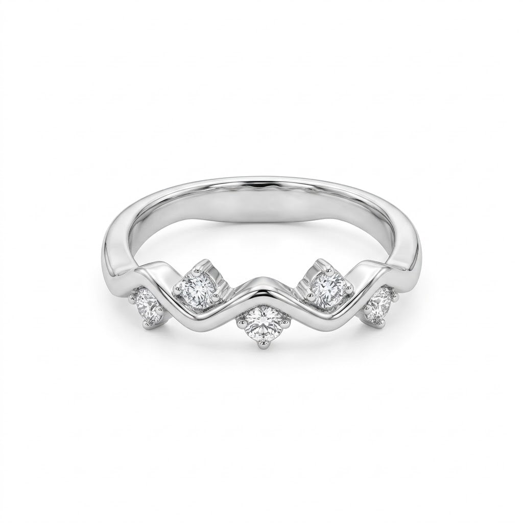 Wave Diamond Accent Silver Ring