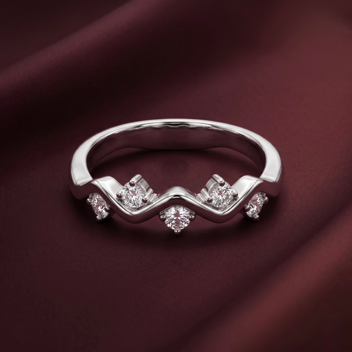 Wave Diamond Accent Silver Ring