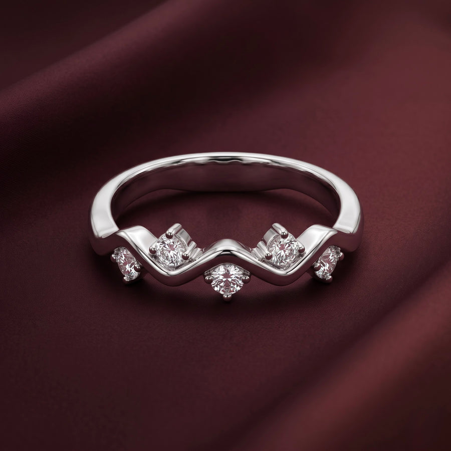 Wave Diamond Accent Silver Ring