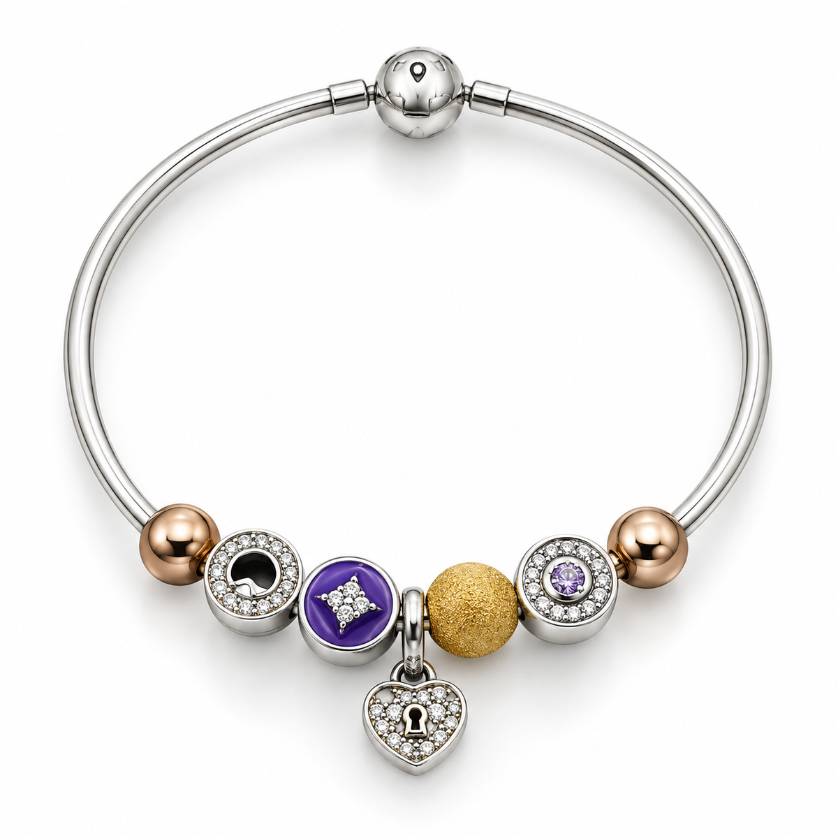 Multicolour Charm Silver Bracelet for Women