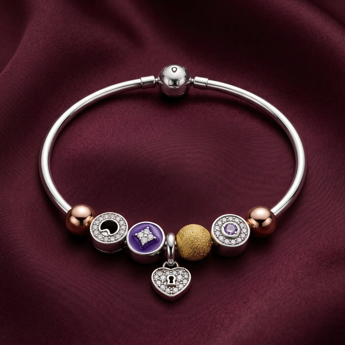 Multicolour Charm Silver Bracelet for Women
