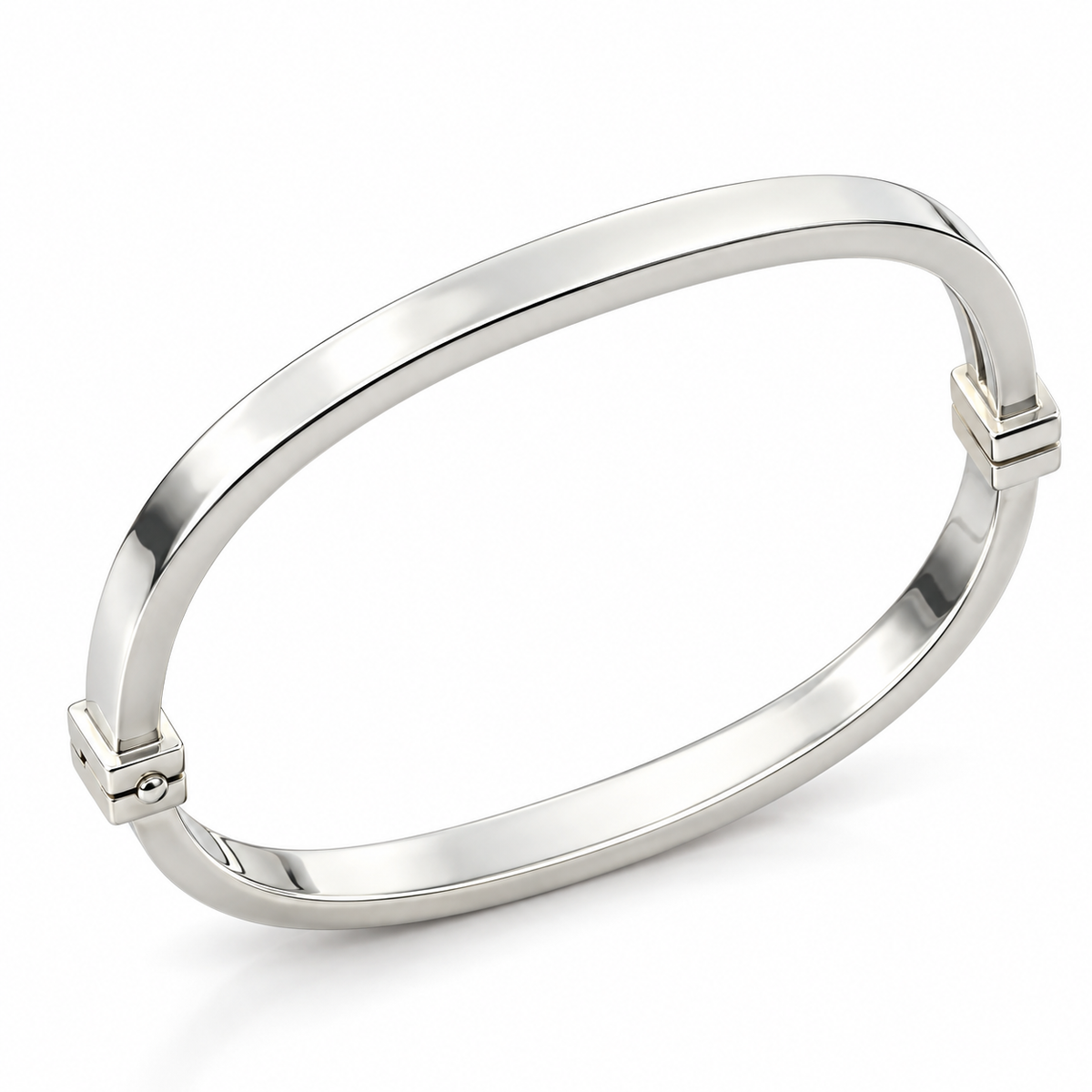 Minimalist Polished Silver Kada for Women