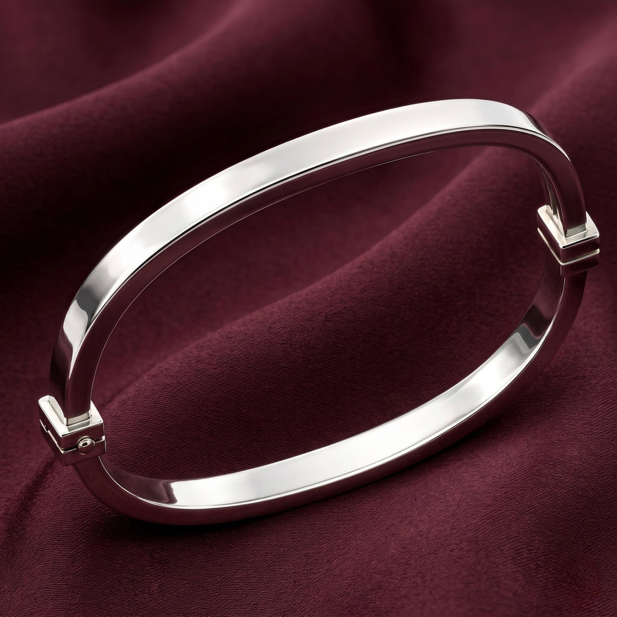 Minimalist Polished Silver Kada for Women