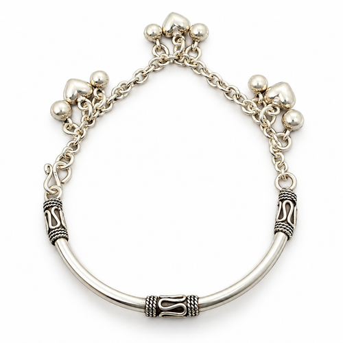 Antique Silver & Charm Kada for Women ( Non 92.5 Silver )