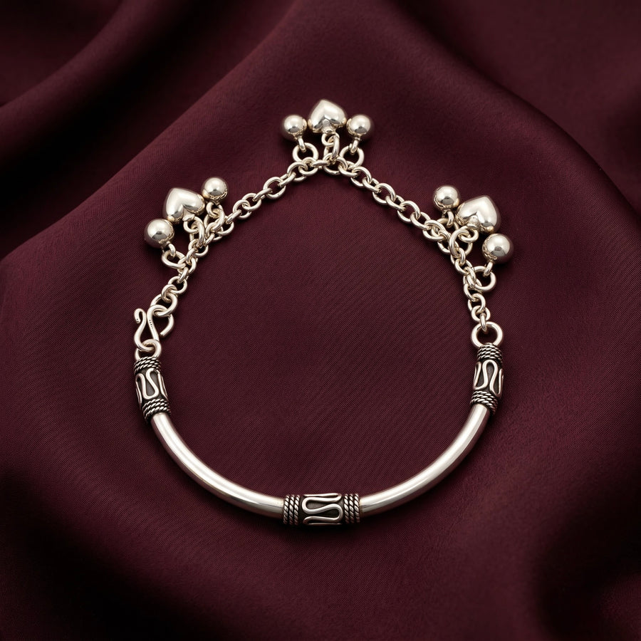 Antique Silver & Charm Kada for Women ( Non 92.5 Silver )