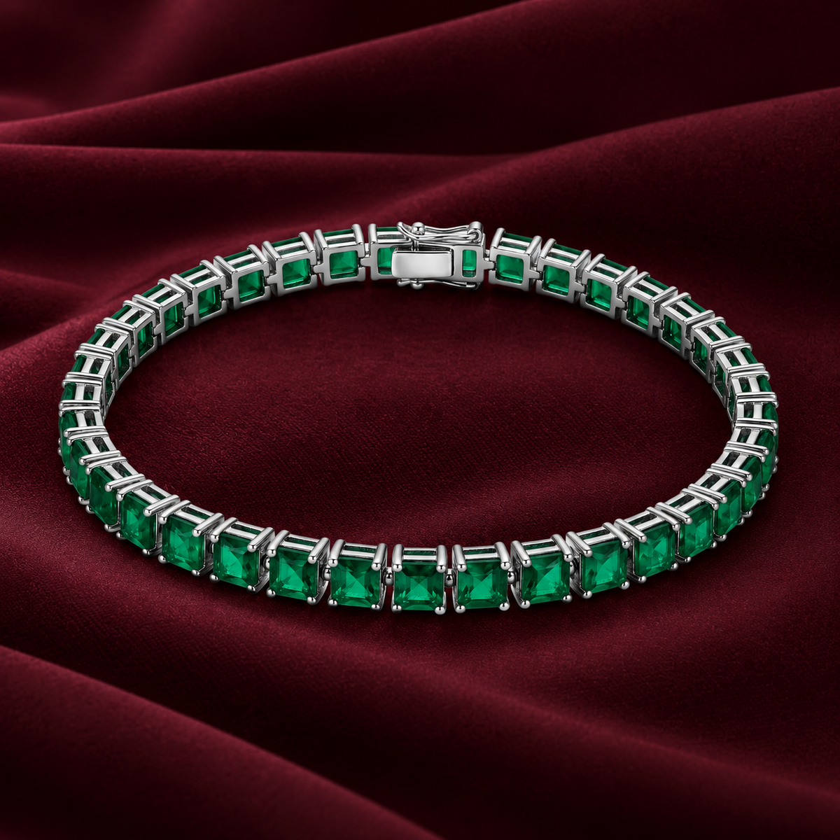 Emerald Green Square Stone Bracelet