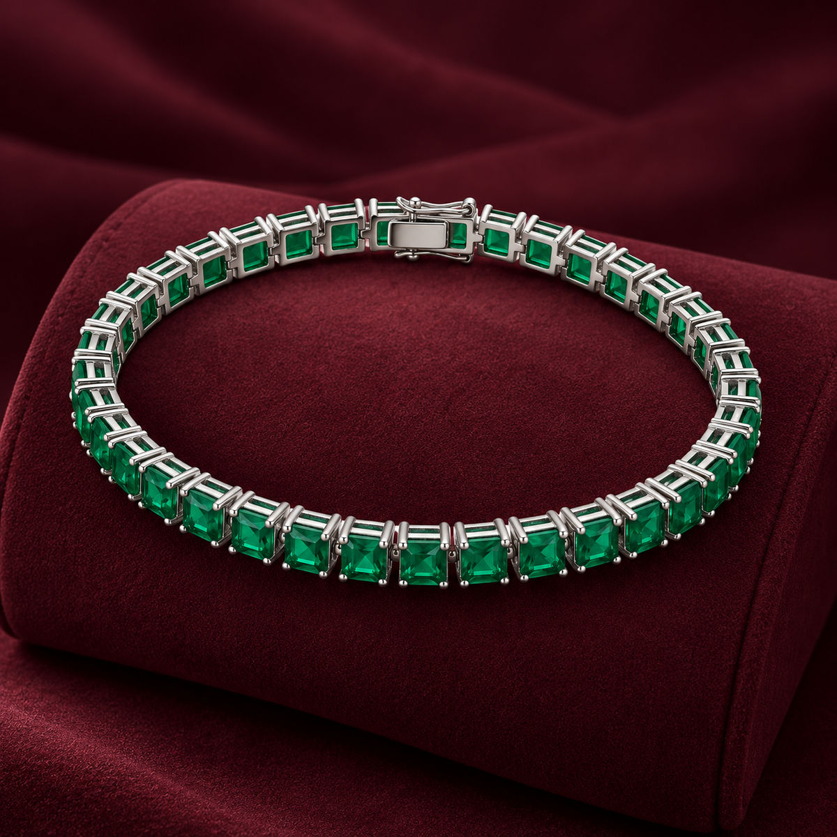 Emerald Green Square Stone Bracelet