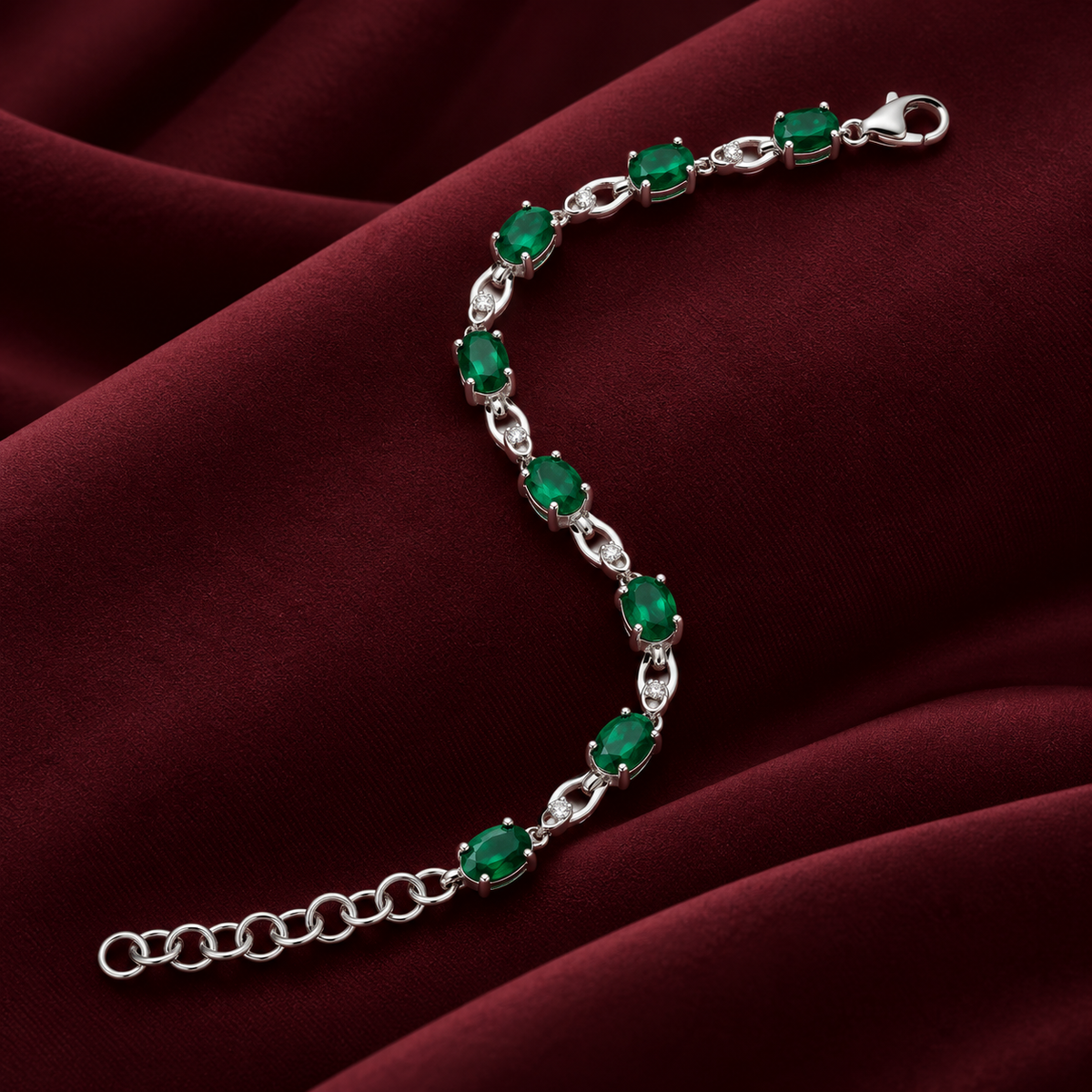 Emerald Green Oval Stone Bracelet