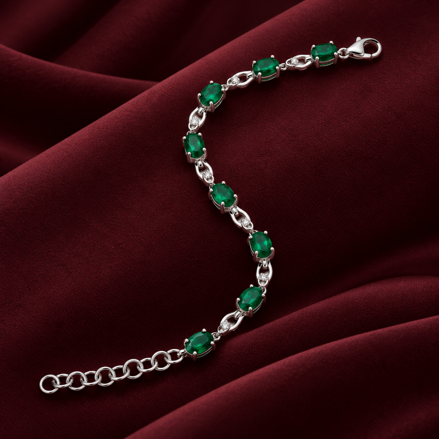 Emerald Green Oval Stone Bracelet