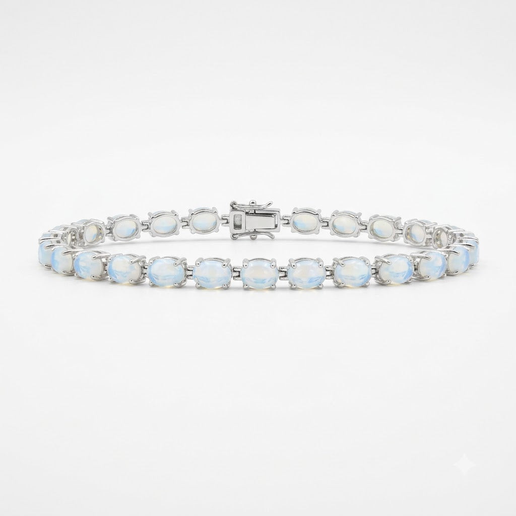 Blue White Oval Stone Bracelet